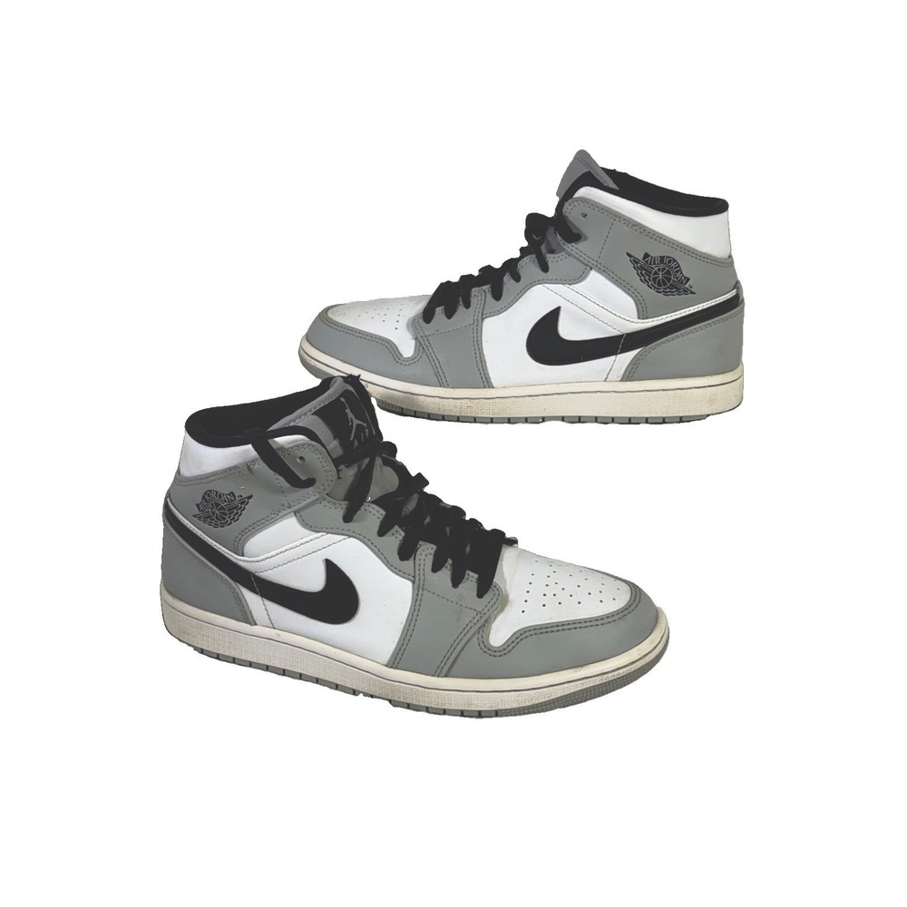 Nike Air Jordan 1 Mid Light Smoke Grey Black White 554724-092 Men's Size 8.5